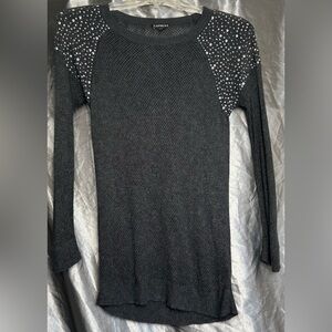 5/$25 Express Studded Lightweight stretch knit Y2K Top black XSP GORGEOUS!